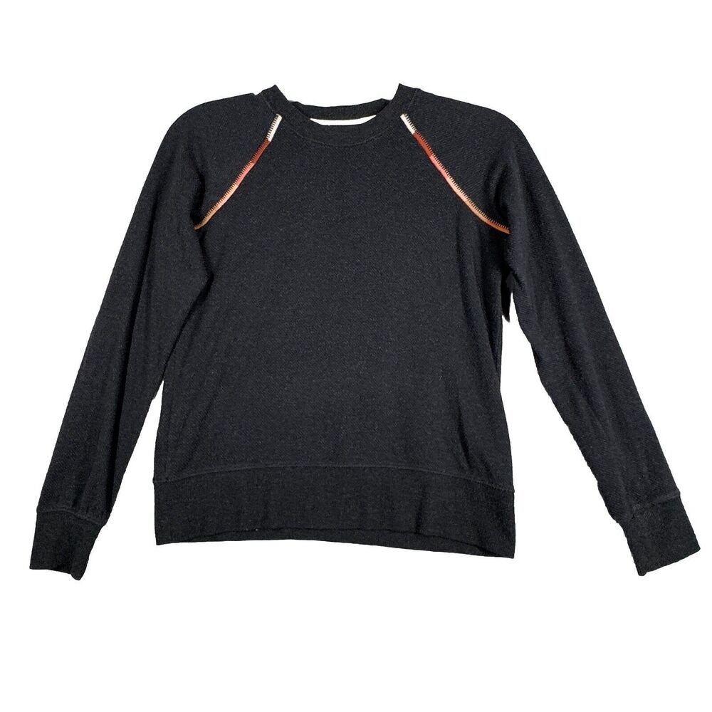 Faherty Shirt Womens XS Heathered Black Legend Embroidered Crew Neutral Casual‎